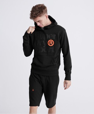 Superdry Core Sport Overhead Férfi Kapucnis Pulóver Fekete | UPVKJ7540